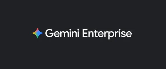 Bild mit schwarzem Hintergrund und dem farbigen Gemini Enterprise Logo darauf.