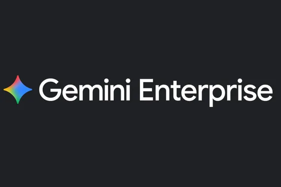 Bild mit schwarzem Hintergrund und dem farbigen Gemini Enterprise Logo darauf.