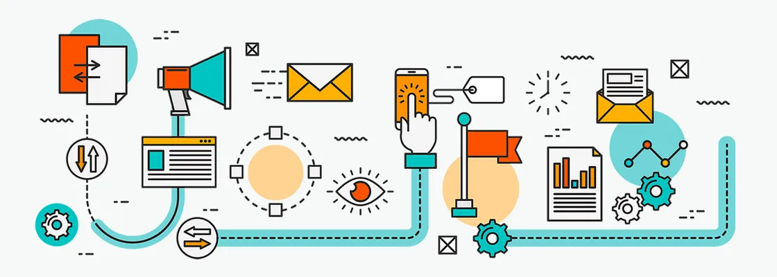 Illustration, die Wachstum und Erfolg darstellt: Ein großer Pfeil nach oben mit der Ziffer 1 und einem Plus, das ein Level up darstellt sowie ein lachendes Emoji symbolisieren positive Entwicklung und höchste Zufriedenheit.