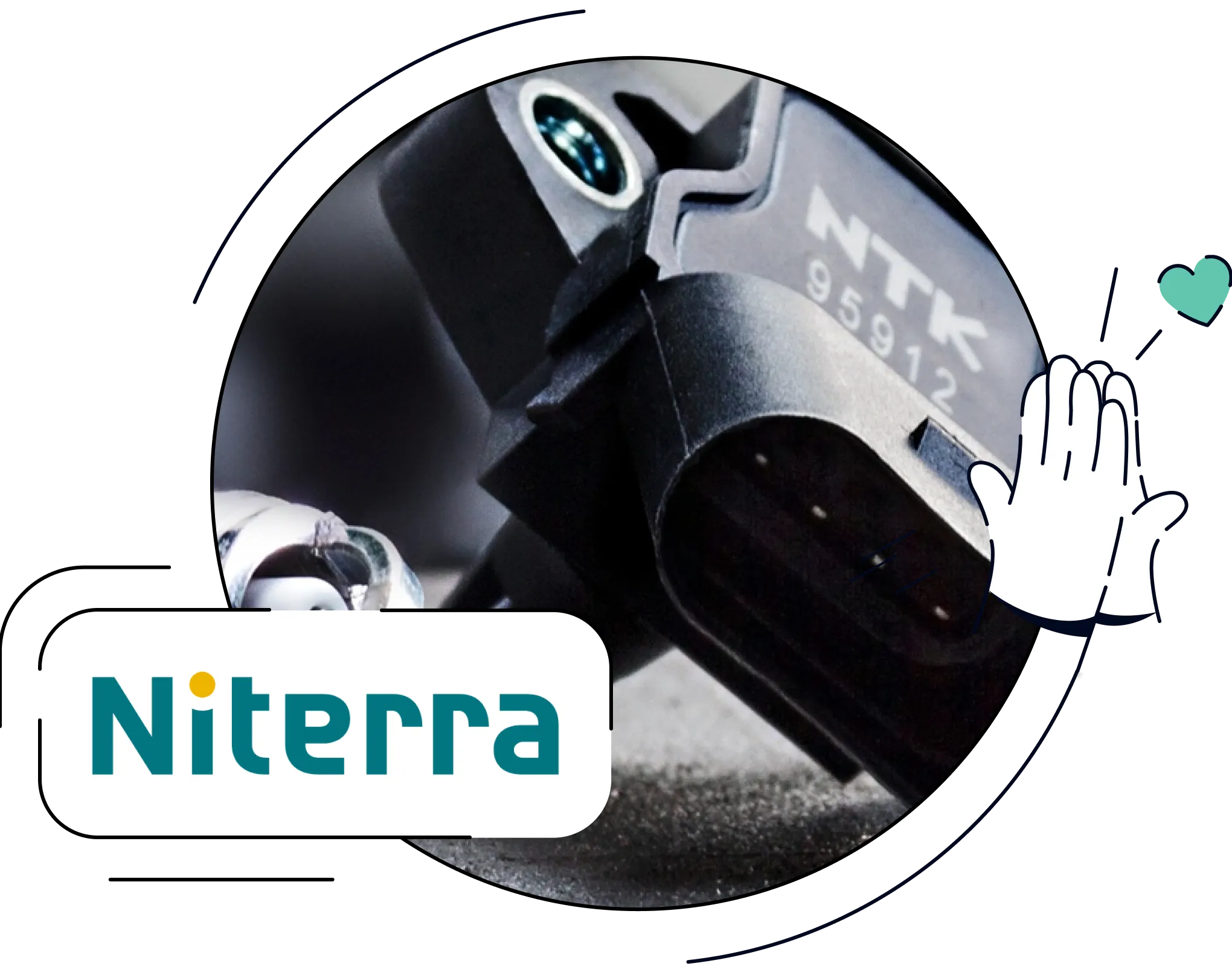 Kombination aus dem Niterra-Logo und einem Fertigungsteil aus dem Niterra-Portfolio.